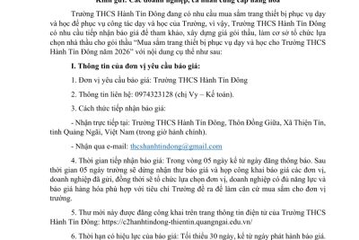 THƯ MỜI CHÀO GIÁ